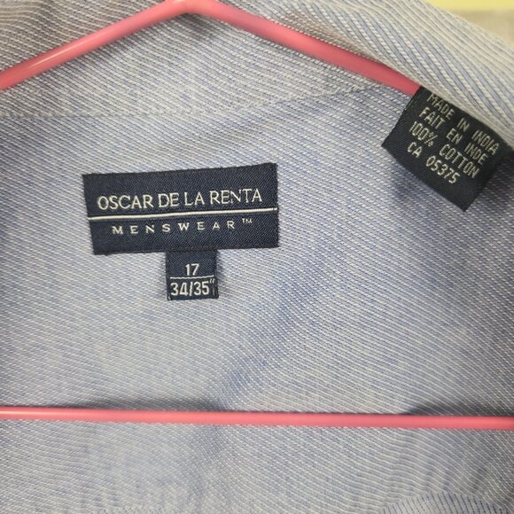 Oscar De La Renta Men's Button Up Shirt French Cuffs Size 17 (34/35'') - Picture 4 of 12